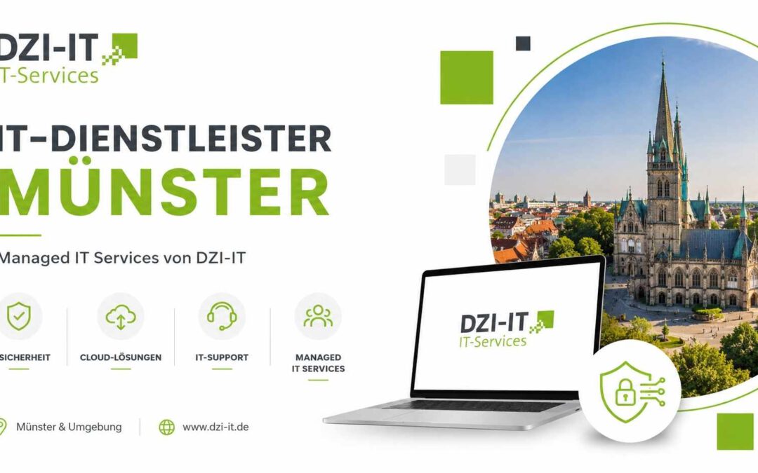 IT-Dienstleister Münster gesucht? DZI-IT betreut KMU in Münster und im Münsterland persönlich, zuverlässig und sicherheitsorientiert. Jetzt Erstgespräch vereinbaren.
